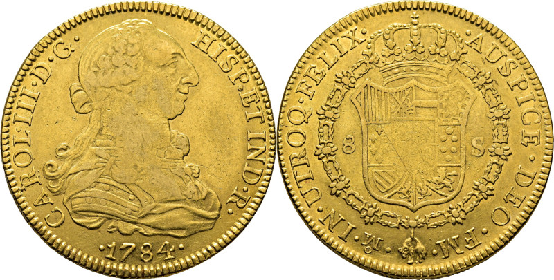 CARLOS III. Méjico. 8 escudos. 1784. FM. Ceca y ensayador invertidos. Cy12958. 2...