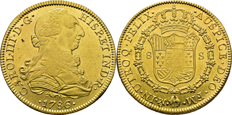 CARLOS III. Méjico. 8 escudos. 1786. FM. Ceca y ensayador invertidos. Cy12980. 2...