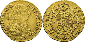 Nuevo Reino, Santa Fe de. 1 escudo. 1774. JJ. Atractivo. Escasa