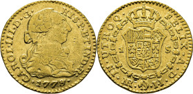 Nuevo Reino, Santa Fe de. 1 escudo. 1778 sobre 7. JJ. Atractivo. Escasa