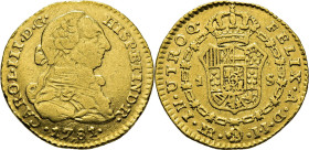 Nuevo Reino, Santa Fe de. 1 escudo. 1781. JJ. Muy rara. Conocemos tres ejemplares más