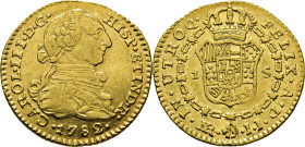 Nuevo Reino, Santa Fe de. 1 escudo. 1782. JJ. Atractivo. Muy rara. Conocemos tres ejemplares más
