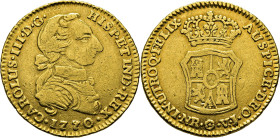 Nuevo Reino, Santa Fe de. 2 escudos. 1770. VJ. Atractiva. Rara