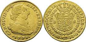 Nuevo Reino, Santa Fe de. 2 escudos. 1778. JJ. Escasa