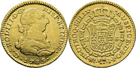 Nuevo Reino, Santa Fe de. 2 escudos. 1785. JJ. EBC-/EBC. Atractivo