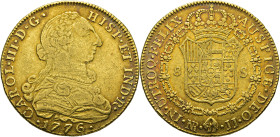 Nuevo Reino, Santa Fe de. 8 escudos. 1776. JJ. Intenso y bello tono rojizo