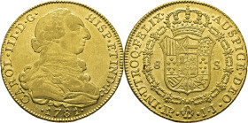 Nuevo Reino, Santa Fe de. 8 escudos. 1781. JJ. EBC+/prácticamente SC-. Atractivo