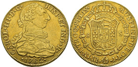 Nuevo Reino, Santa Fe de. 8 escudos. 1782. JJ. Intenso tono