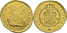 Popayán. 1 escudo. 1777. SF. Casi EBC+/SC. Soberbio. Escasa