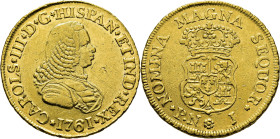 Popayán. 2 escudos. 1761. J. EBC-. Atractivo. Muy escasa