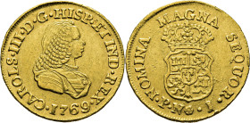 Popayán. 2 escudos. 1769. J. EBC-. Atractivo. Rara