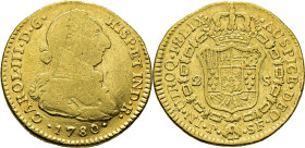 Popayán. 2 escudos. 1780. SF. Escasa
