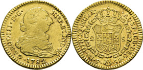 Popayán. 2 escudos. 1782. SF. EBC-/EBC+. Atractivo. Muy escasa