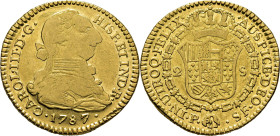 Popayán. 2 escudos. 1787. SF. Tono. Buen reverso