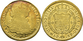 Popayán. 4 escudos. 1786. SF. Atractivo. Rara