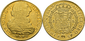 Popayán. 8 escudos. 1778. EBC/EBC+. Bellísimo reverso. Muy escasa