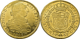 Popayán. 8 escudos. 1786. SF. SC-/SC. Soberbio. Espectacular. Muy rara