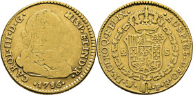 Potosí. 2 escudos. 1786. P-R. Extremadamente rara