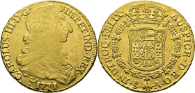Santiago. 8 escudos. 1771. A. Atractivo. Muy rara