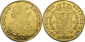 Santiago. 8 escudos. 1787. DA. EBC-/EBC. Atractivo. Escasa