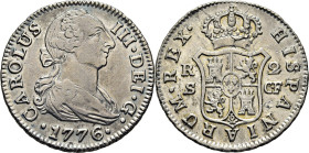 Sevilla. 2 reales. 1776. CF. EBC-. Atractivo. Escasa