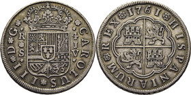 Sevilla. 4 reales. 1761. JV. Atractivo. Escasa