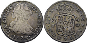 Sevilla. 4 reales. 1774. CF. Tono oscuro