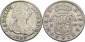 Sevilla. 4 reales. 1777. CF. Muy escasa