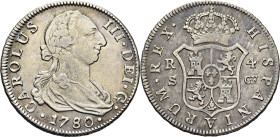 Sevilla. 4 reales. 1780. CF. EBC-. Atractivo. Escasa