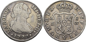 Sevilla. 8 reales. 1777. CF. Tono. Muy escasa