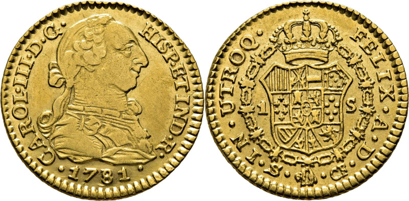 CARLOS III. Sevilla. 1 escudo. 1781 el tercer dígito sobre 7. CF. Cy12318. 3´36 ...