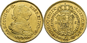 Sevilla. 2 escudos. 1774. CF. EBC/mejor que EBC+. Tono. Atractivo
