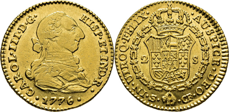 CARLOS III. Sevilla. 2 escudos. 1776. CF. Cy12466. 6´73 g. Suaves y finas rayita...