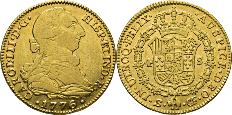 CARLOS III. Sevilla. 4 escudos. 1776. CF. Cy12640. 13´40 g. Marquitas. MBC+/EBC,...