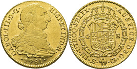 Sevilla. 4 escudos. 1781. CF. EBC/casi SC-. Atractivo. Muy escasa