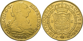 Sevilla. 8 escudos. 1784. C. Casi EBC-/EBC. Atractivo. Rarísima