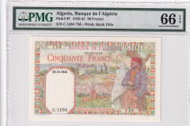 Algeria, 50 Francs, 1942/45, UNC, p87
UNC
PMG 66 EPQ
Estimate: USD 400 - 800