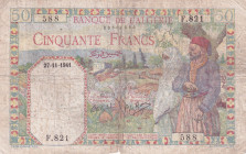 Algeria, 50 Francs, 1941, FINE, p87
FINE
There are cracks, rips and stains.
Estimate: USD 20 - 40