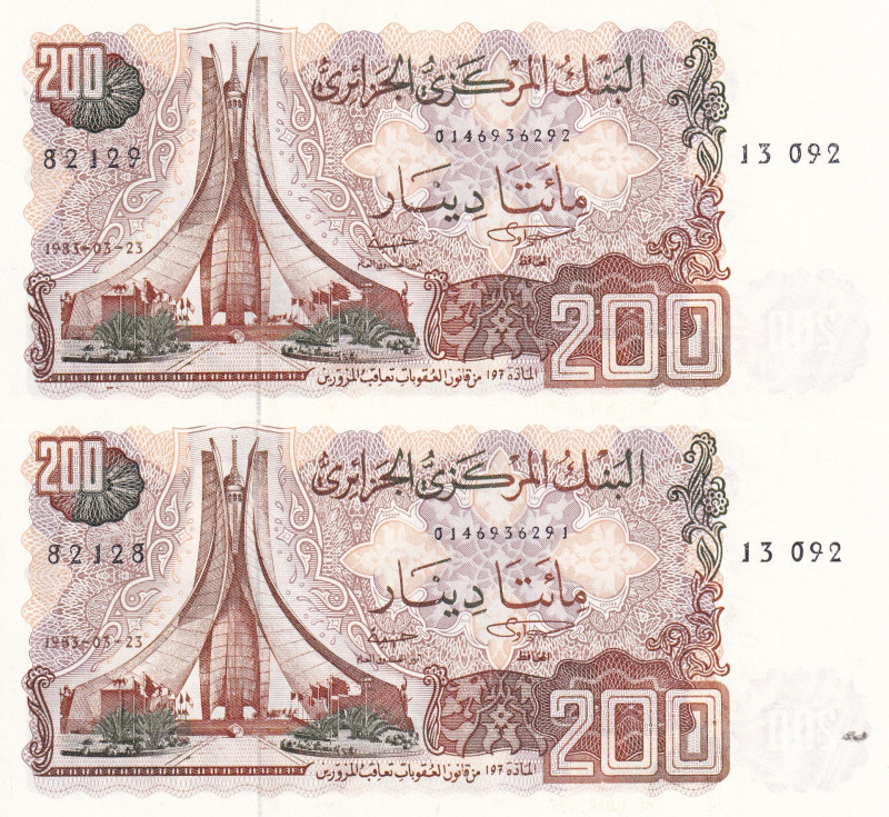 Algeria, 200 Dinars, 1983, UNC, p135, (Total 2 consecutive banknotes)
UNC
Esti...