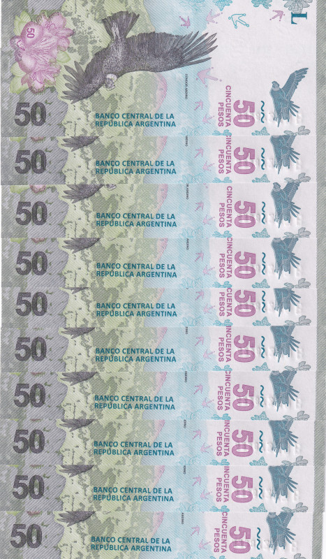 Argentina, 50 Pesos, 2018, UNC, p363, (Total 10 banknotes)
UNC
Estimate: USD 2...