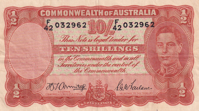 Australia, 10 Shillings, 1949, VF, p25b
VF
King George VI PortraitStained
Est...