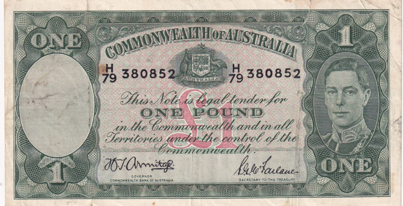 Australia, 1 Pound, 1942, VF, p26b
VF
King George VI PortraitThere are stains ...