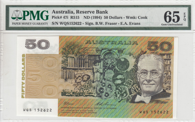 Australia, 50 Dollars, 1994, UNC, p47i
UNC
PMG 65 EPQ
Estimate: USD 175 - 350