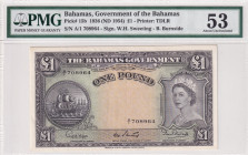 Bahamas, 1 Pound, 1954, AUNC, p15b
AUNC
PMG 53Queen Elizabeth II Portrait
Estimate: USD 200 - 400