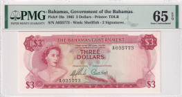 Bahamas, 3 Dollars, 1965, UNC, p19a
UNC
PMG 65 EPQ
Estimate: USD 100 - 200