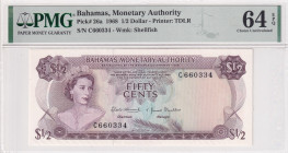 Bahamas, 1/2 Dollar, 1968, UNC, p26a
UNC
PMG 64 EPQQueen Elizabeth II Portrait
Estimate: USD 50 - 100