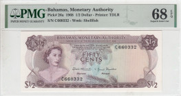 Bahamas, 1/2 Dollar, 1968, UNC, p26a
UNC
PMG 68 EPQHigh Condition, TOP POPQueen Elizabeth II Portrait
Estimate: USD 200 - 400
