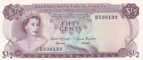 Bahamas, 1/2 Dollar, 1968, UNC(-), p26a
UNC(-)
Queen Elizabeth II Portrait
Estimate: USD 50 - 100