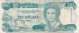 Bahamas, 10 Dollars, 1992, VF, p53
VF
Queen Elizabeth II PortraitStained
Estimate: USD 20 - 40