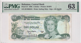 Bahamas, 1 Dollar, 1996, UNC, p57
UNC
PMG 63Queen Elizabeth II Portrait
Estimate: USD 40 - 80